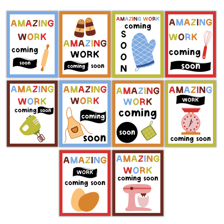 Amazing Work Coming Soon Posters - Colorful Baking