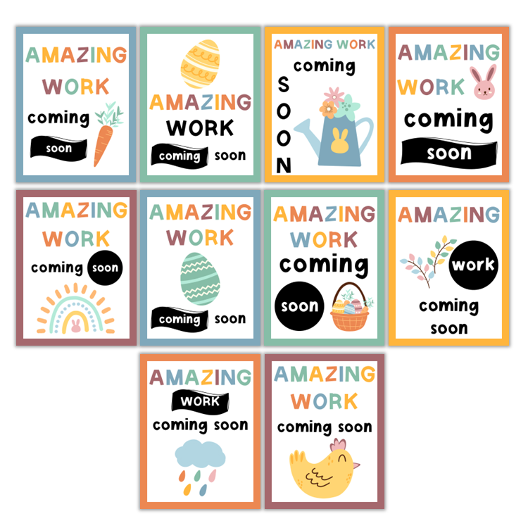 Amazing Work Coming Soon Posters - Happy Easter