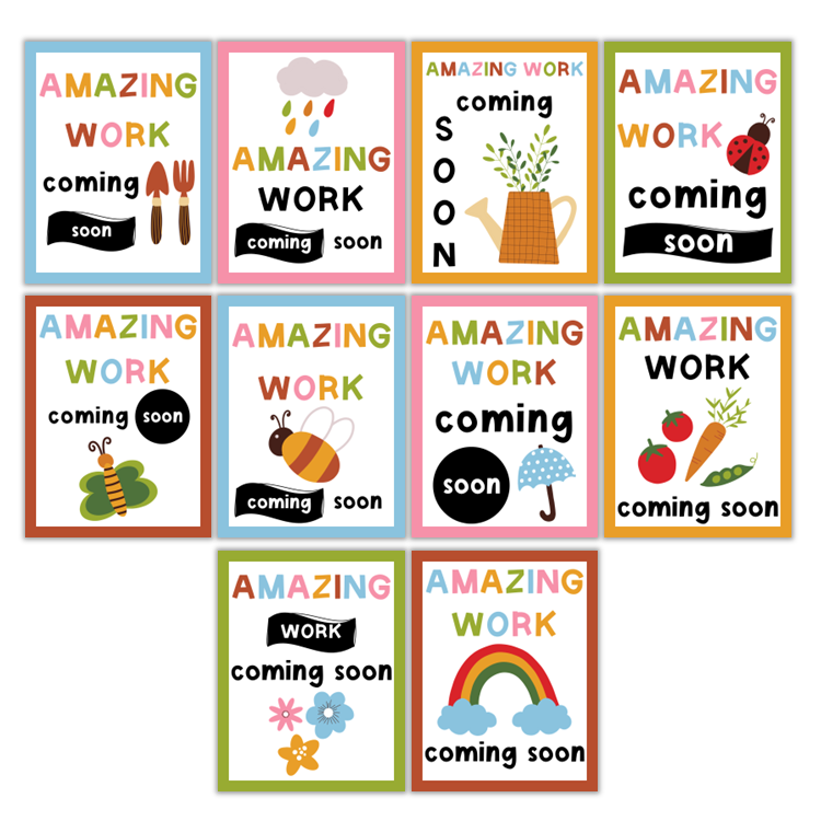 Amazing Work Coming Soon Posters - Colorful Spring