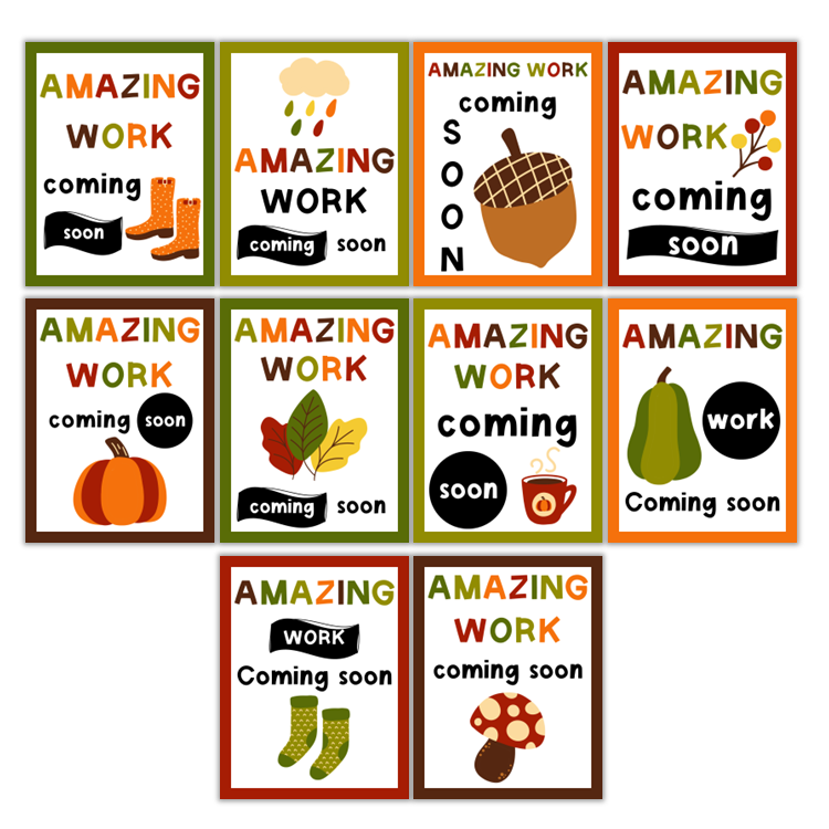 Amazing Work Coming Soon Posters - Hello Fall