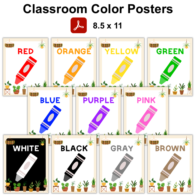 Classroom Color Posters - Indoor Plants