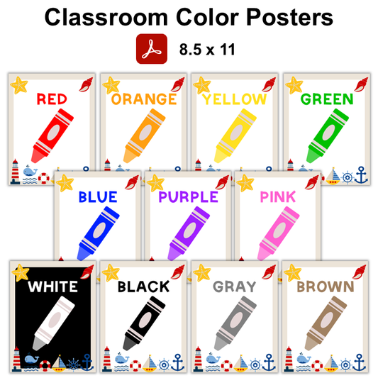 Classroom Color Posters - Nautical