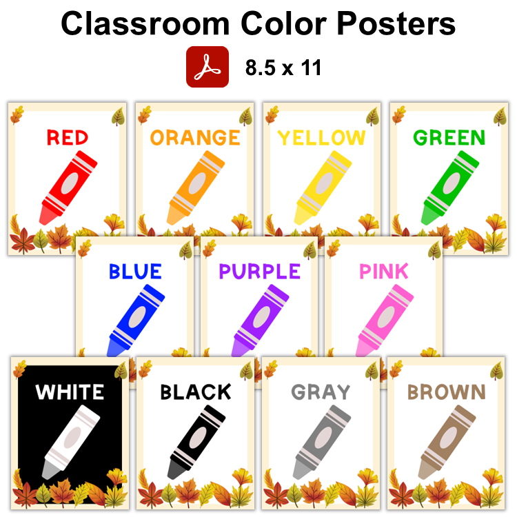 Classroom Color Posters - Autumn Leaves