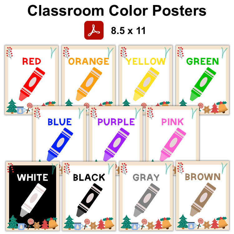 Classroom Color Posters - Bright Christmas