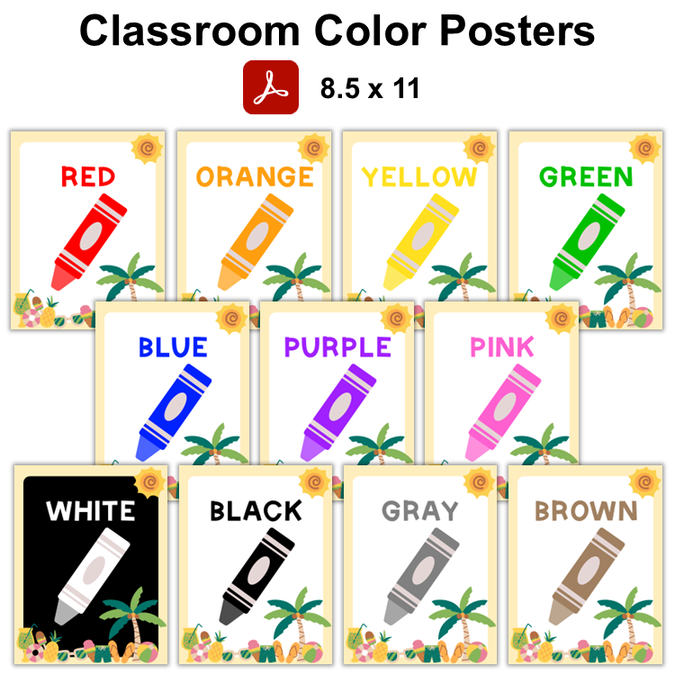 Classroom Color Posters - Hello Summer