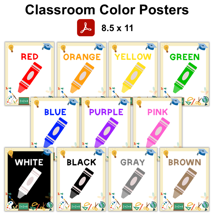 Classroom Color Posters - School Supplies
