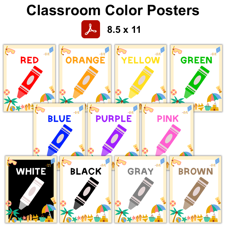 Classroom Color Posters - Summer Beach