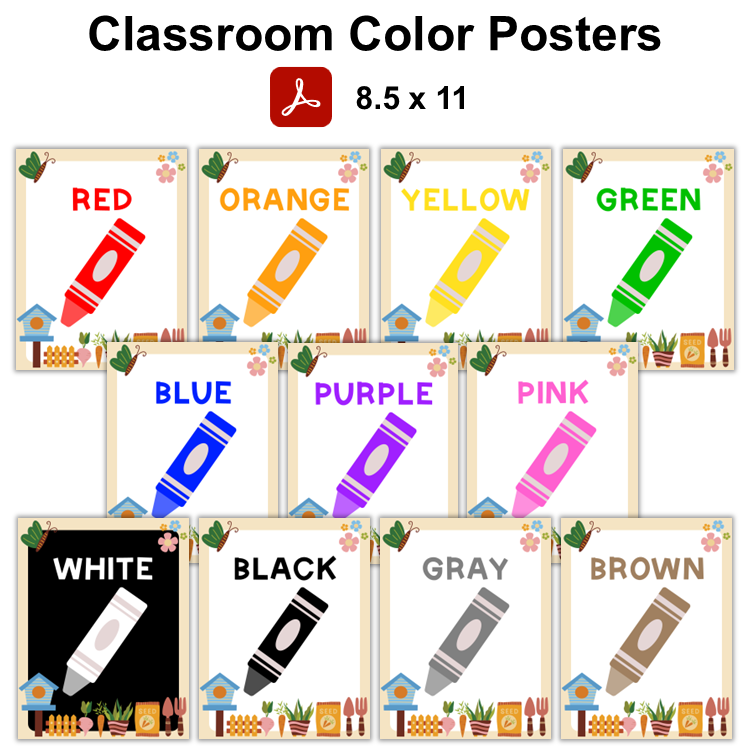 Classroom Color Posters - Spring Garden