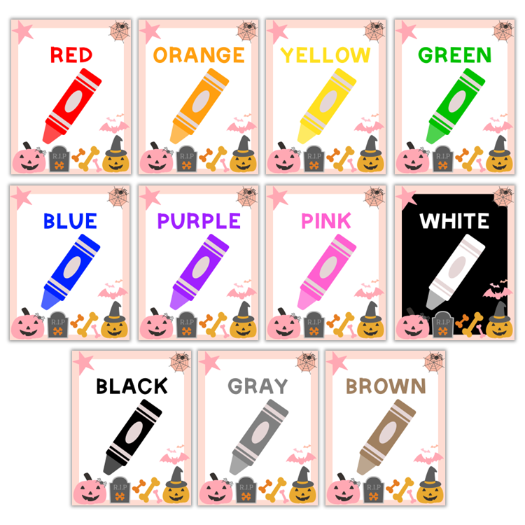 Classroom Color Posters - Pink Halloween