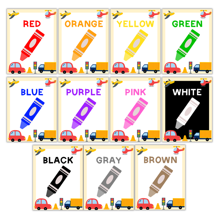 Classroom Color Posters - Cute Transportation