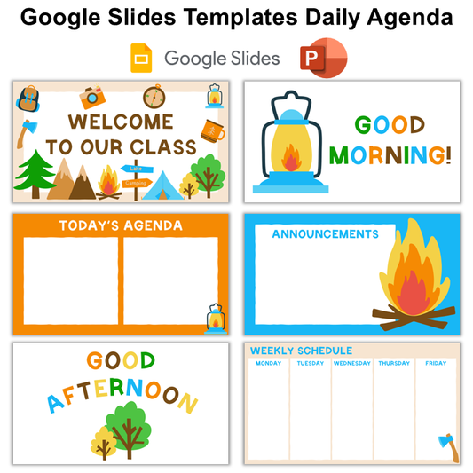 Google Slides Templates Daily Agenda - Camping | Editable