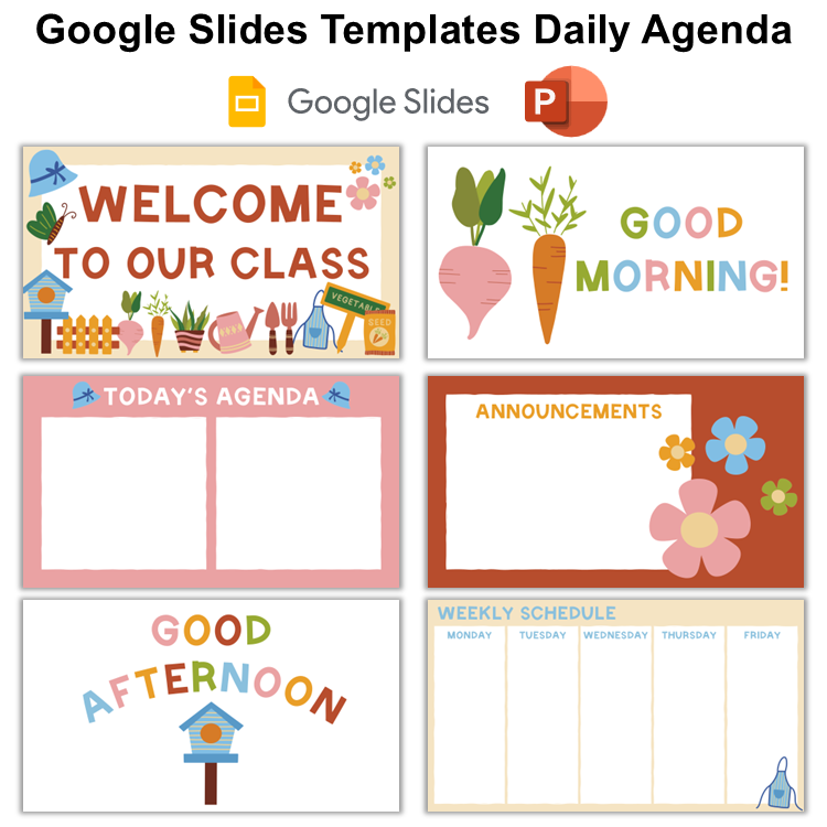 Google Slides Templates Daily Agenda - Spring Garden | Editable
