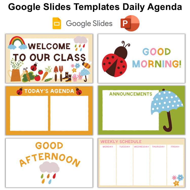 Google Slides Templates Daily Agenda - Colorful Spring | Editable