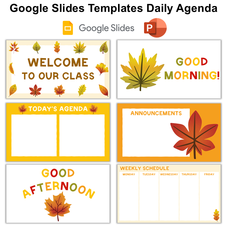 Google Slides Templates Daily Agenda - Autumn Leaves | Editable
