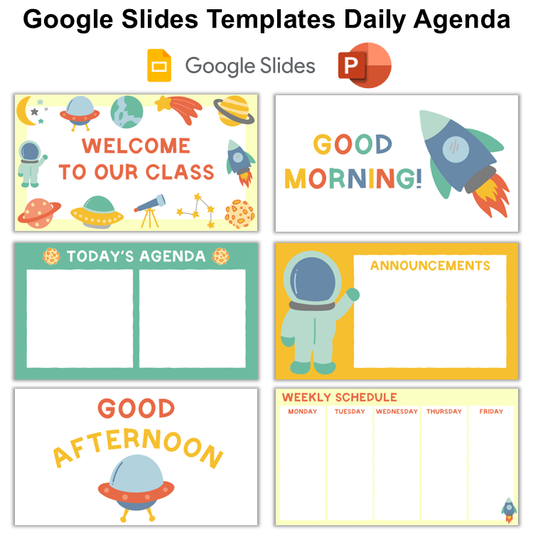 Google Slides Templates Daily Agenda - Space | Editable