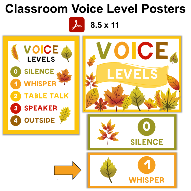 Classroom Voice Level Posters - Autumn Leaves