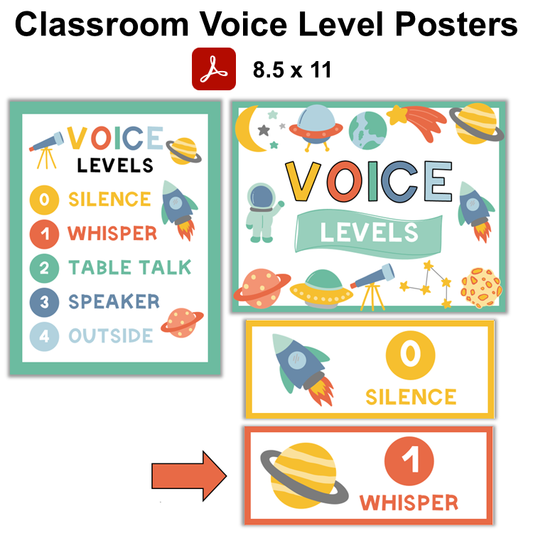 Classroom Voice Level Posters - Space