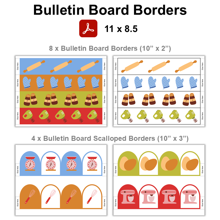 Bulletin Board Borders - Colorful Baking