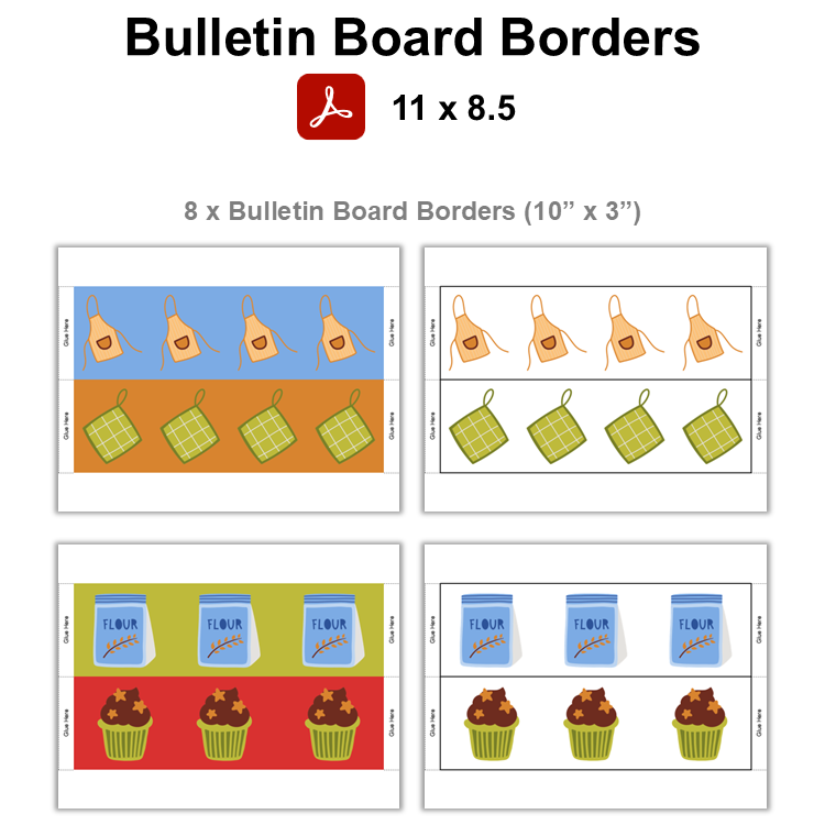 Bulletin Board Borders - Colorful Baking