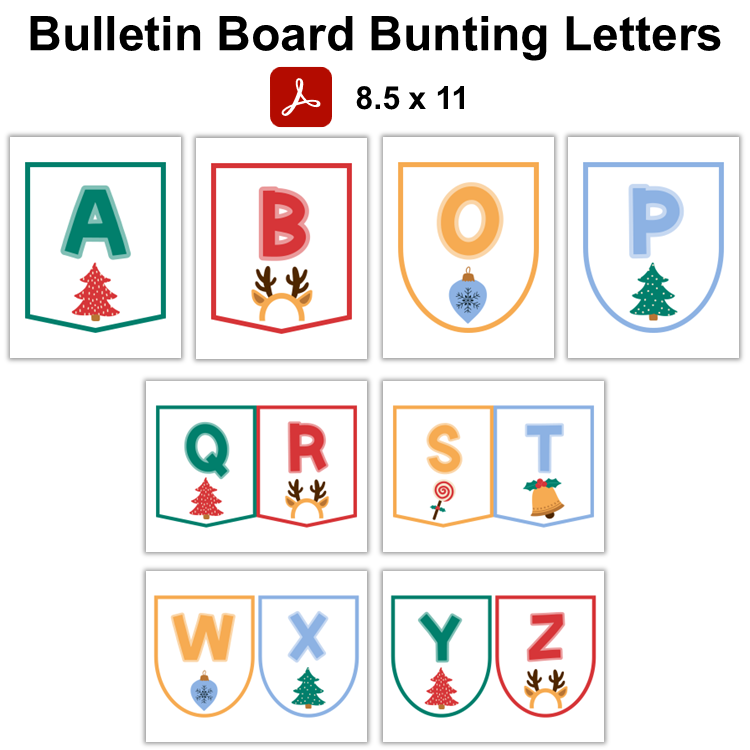 Bulletin Board Bunting Letters - Bright Christmas
