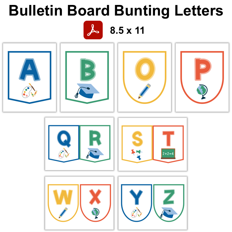 Bulletin Board Bunting Letters  - School Supplies
