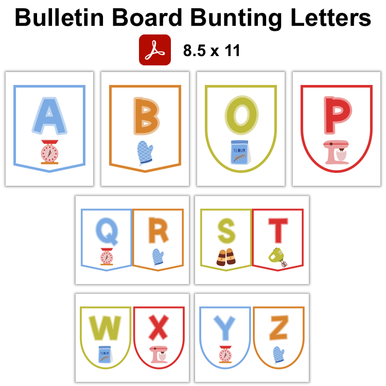Bulletin Board Bunting Letters - Colorful Baking