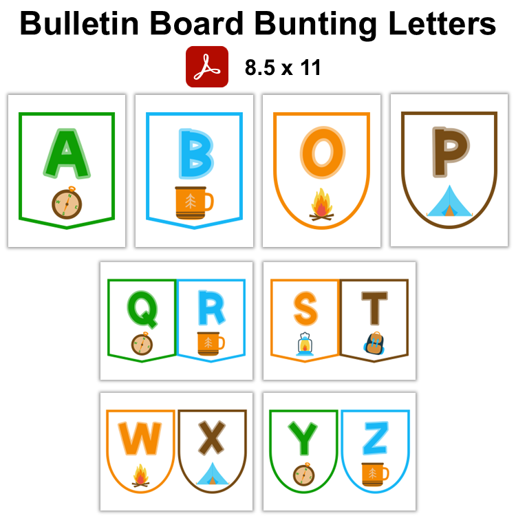 Bulletin Board Bunting Letters - Camping