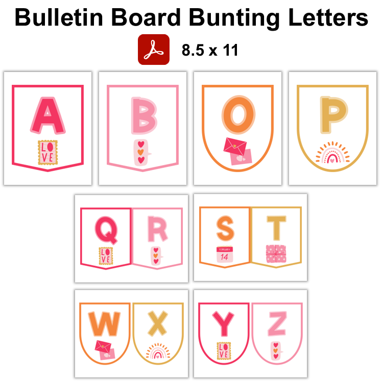 Bulletin Board Bunting Letters  - Pink Valentine
