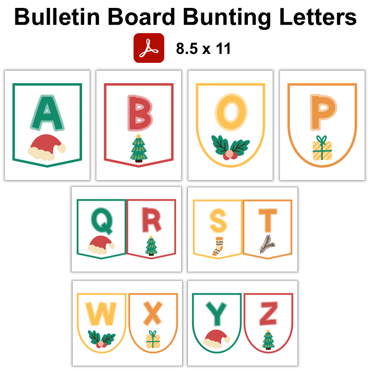 Bulletin Board Bunting Letters  - Cute Christmas