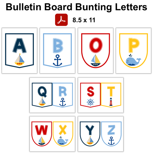 Bulletin Board Bunting Letters  - Nautical