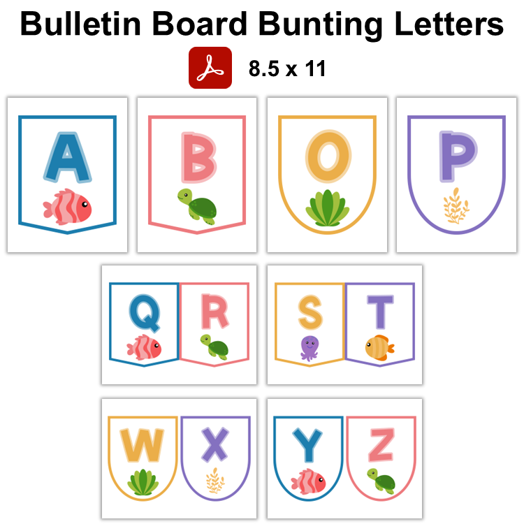 Bulletin Board Bunting Letters - Under the Sea