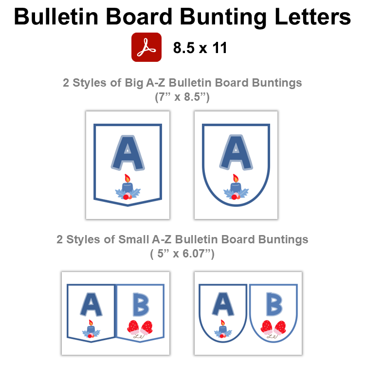 Bulletin Board Bunting Letters - Blue Winter