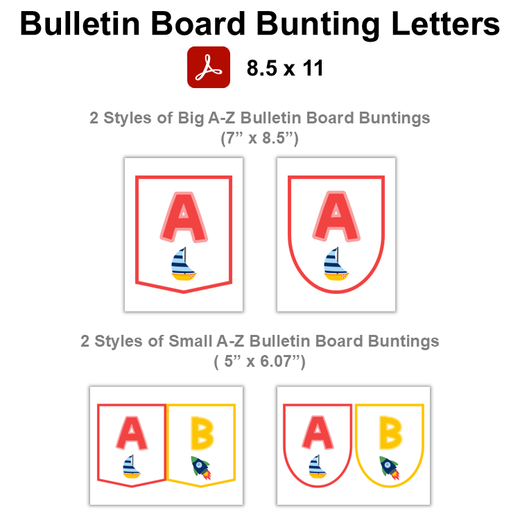 Bulletin Board Bunting Letters - Cute Transportation