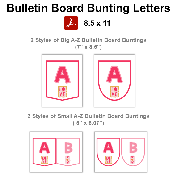 Bulletin Board Bunting Letters  - Pink Valentine