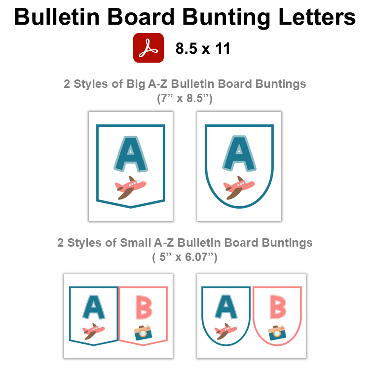 Bulletin Board Bunting Letters - Travel the World