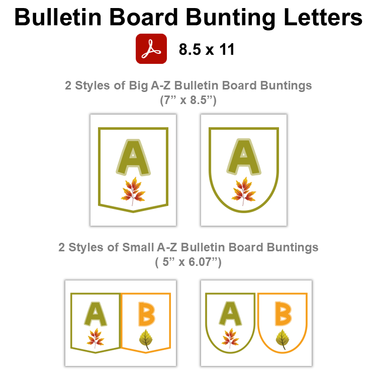 Bulletin Board Bunting Letters  - Autumn Leaves