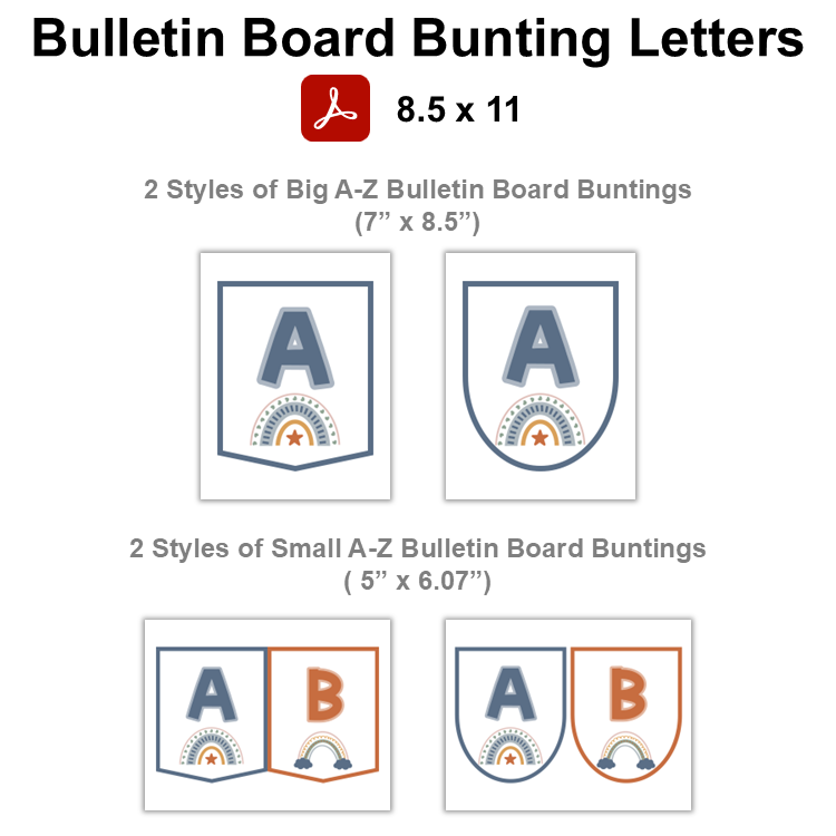 Bulletin Board Bunting Letters - Neutral Rainbow