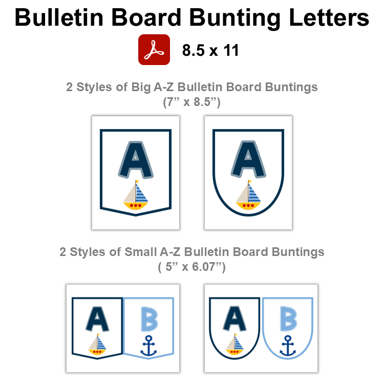 Bulletin Board Bunting Letters - Nautical