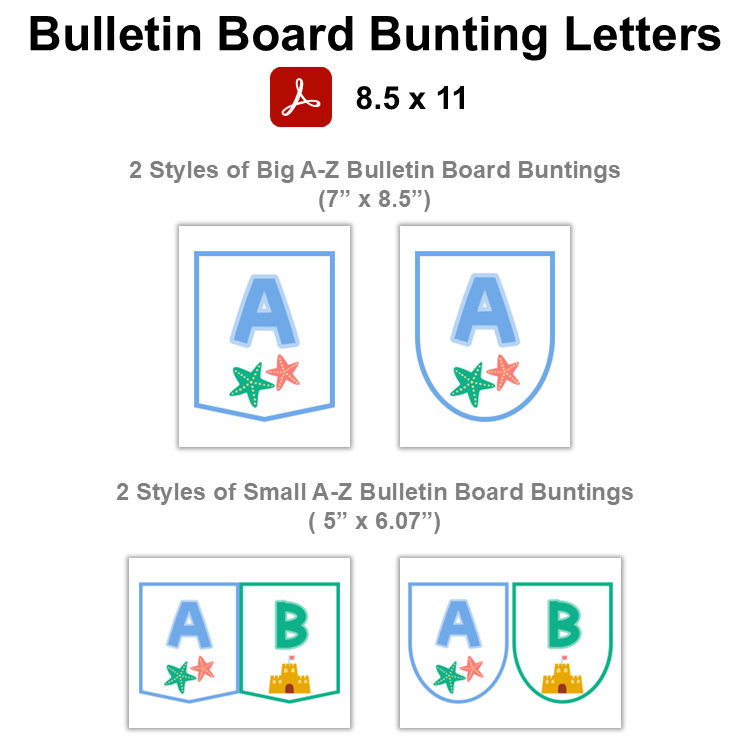 Bulletin Board Bunting Letters  - Summer Beach