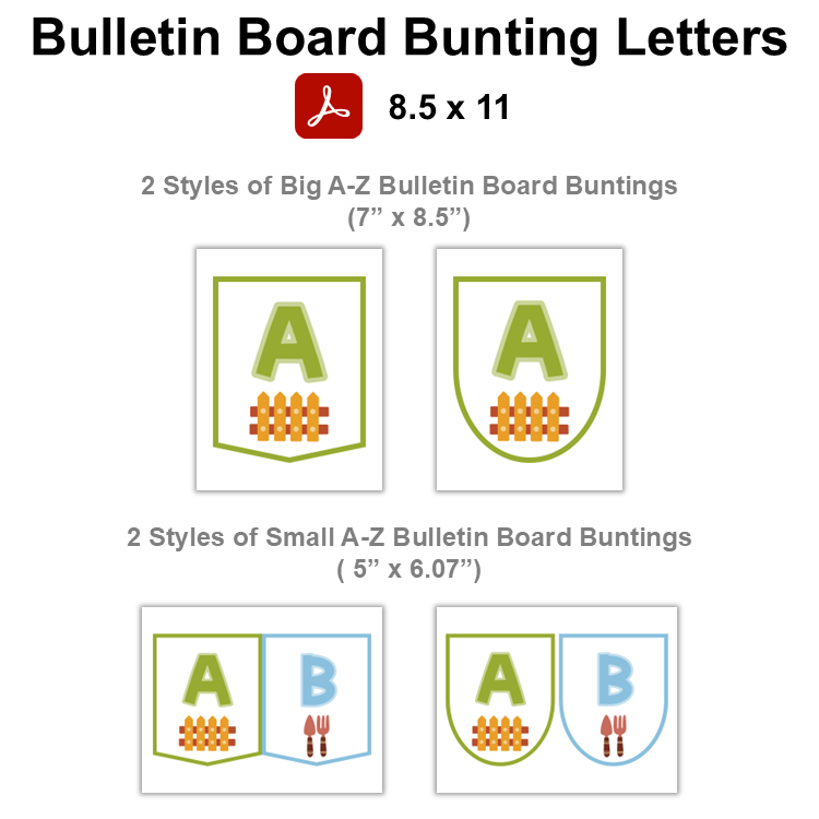 Bulletin Board Bunting Letters - Spring Garden