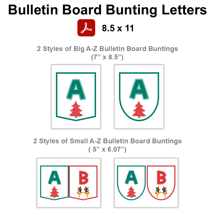 Bulletin Board Bunting Letters - Bright Christmas