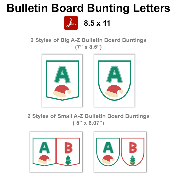 Bulletin Board Bunting Letters  - Cute Christmas