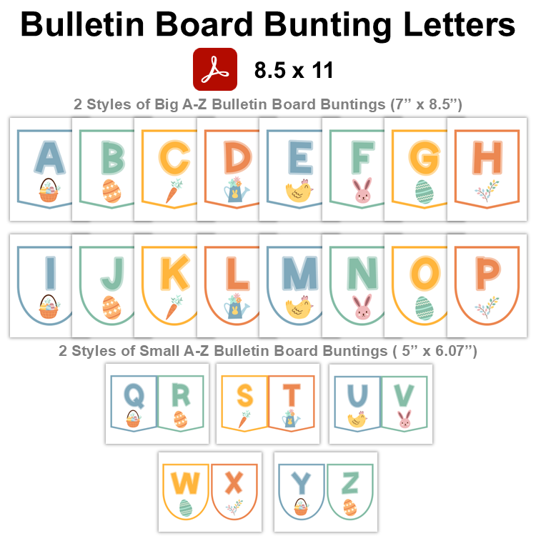 Bulletin Board Bunting Letters - Happy Easter