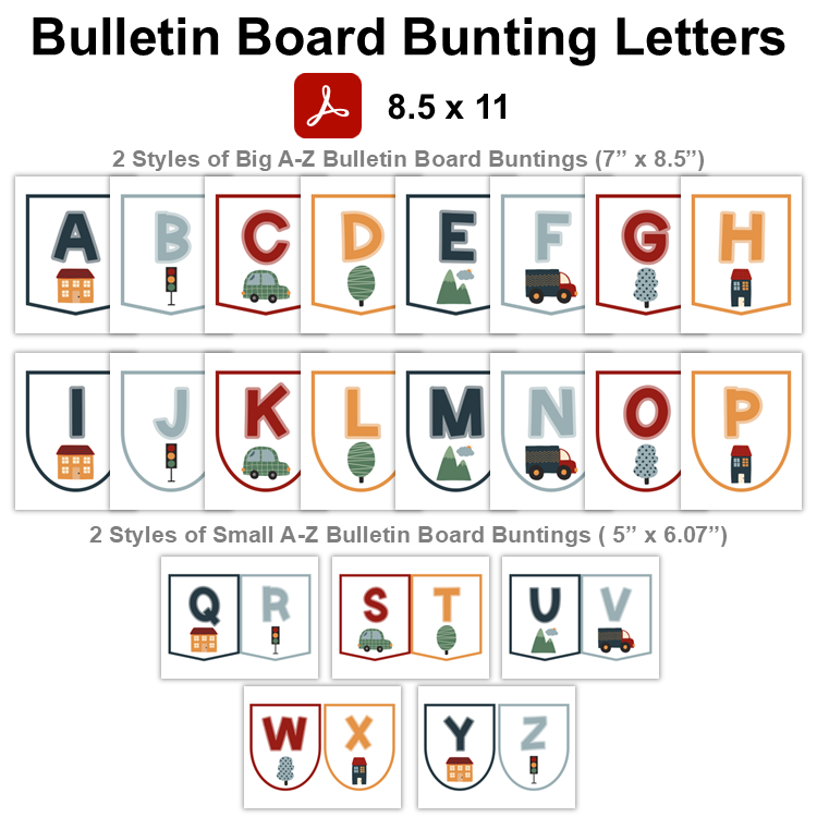 Bulletin Board Bunting Letters - Little Town