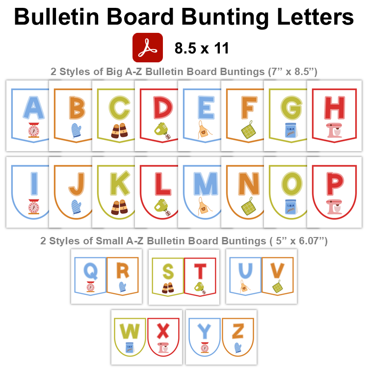 Bulletin Board Bunting Letters - Colorful Baking