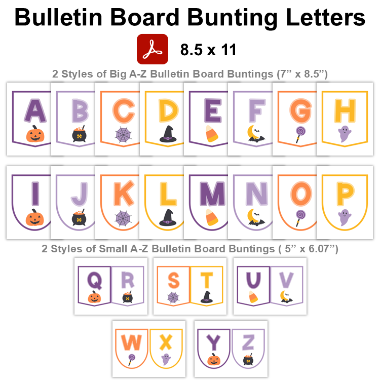 Bulletin Board Bunting Letters - Purple Halloween
