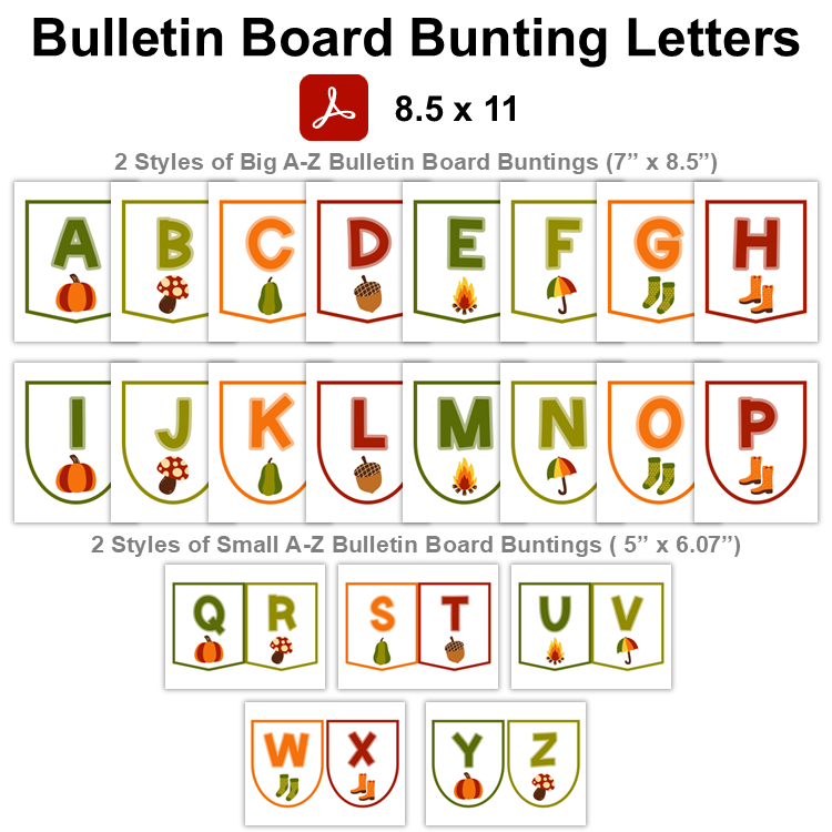 Bulletin Board Bunting Letters - Hello Fall