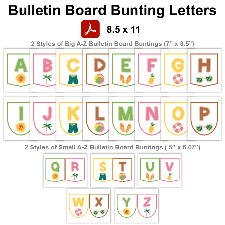 Bulletin Board Bunting Letters - Hello Summer