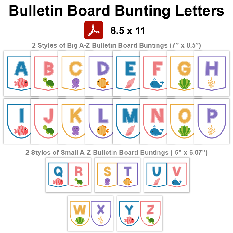 Bulletin Board Bunting Letters - Under the Sea