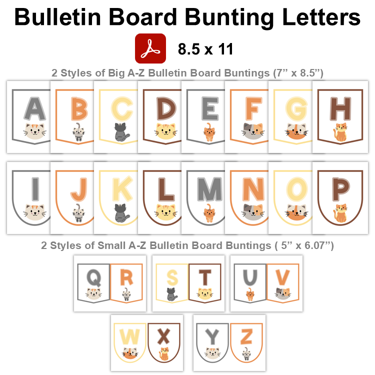 Bulletin Board Bunting Letters - Little Cat